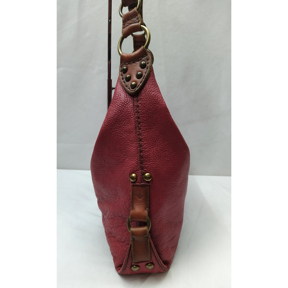 Lucky Brand Red Pebbled Leather Hobo Shoulder Bag - Picture 4 of 16